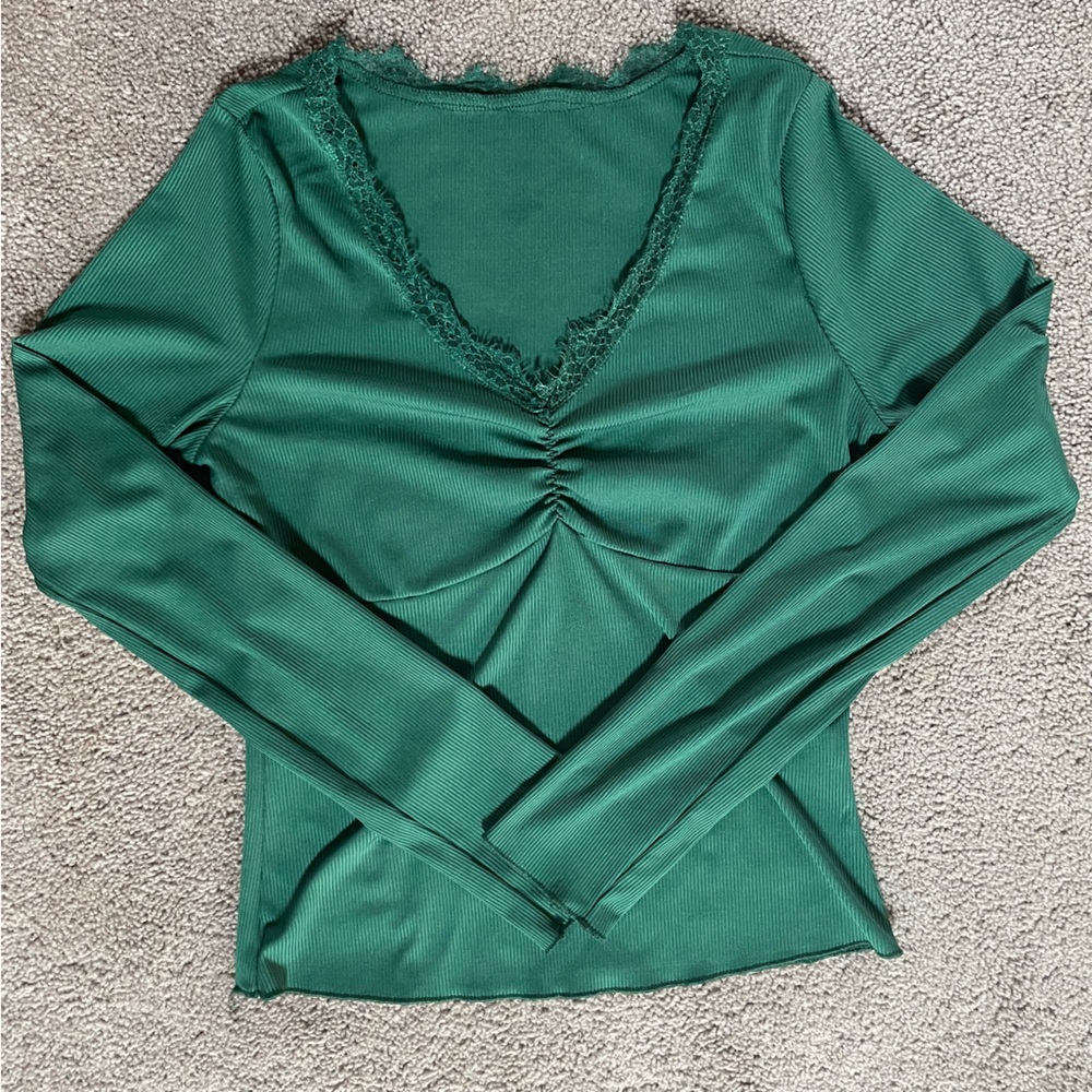 SHEIN Forest Green Long Sleeve Shirt